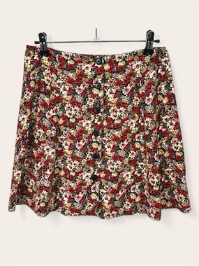 Vintage 90s Compagnie Internationale Express Floral Mini Skirt Size 9 Y2K A-Line